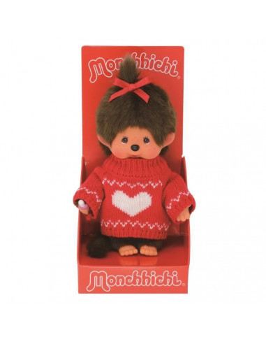 Monchhichi peluche Fille pull rouge...