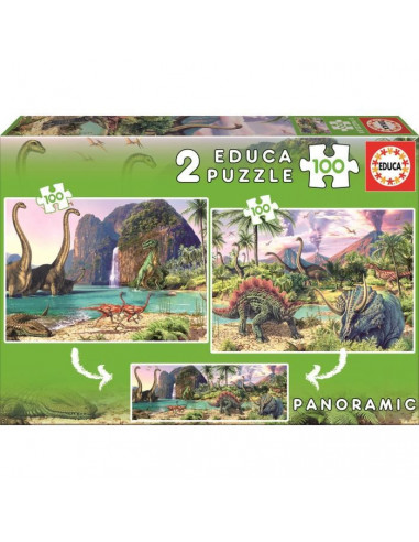 EDUCA Puzzle 2 x 100 Pieces Dino World
