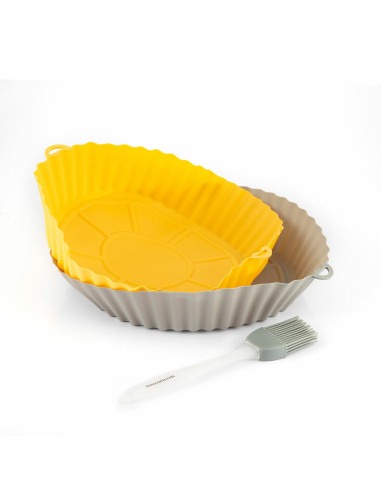 Paniers en Silicone avec Pinceau pour Friteuses à Air Mollicon InnovaGoods 2 Unités