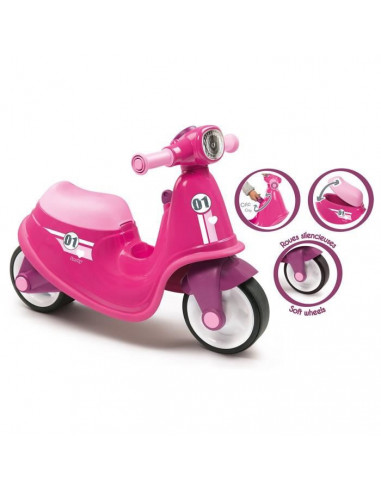 SMOBY Porteur Scooter Rose Roues...