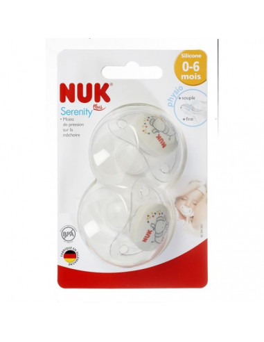 NUK 2 Sucettes SERENITY Silicone 06m...