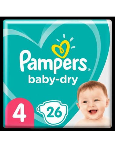 Pampers BabyDry Taille 4, 26 Couches
