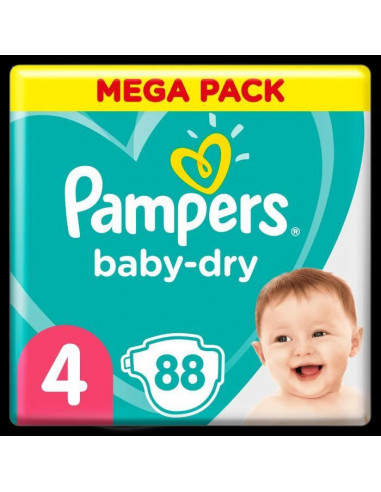 Pampers BabyDry Taille 4, 88 Couches