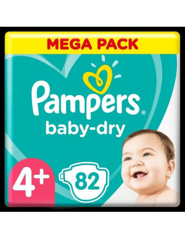 Pampers BabyDry Taille 4, 82 Couches