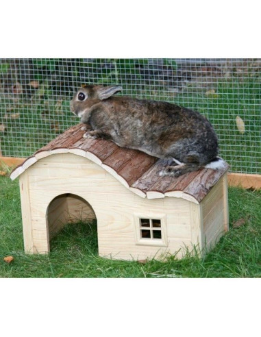 Maison pour rongeur - KERBL - Nature - Toit galbé - 40 x 25 x 25 cm