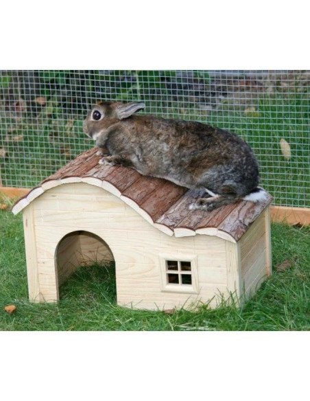 Maison pour rongeur - KERBL - Nature - Toit galbé - 40 x 25 x 25 cm