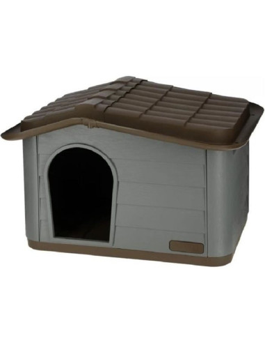 KERBL Maison extérieure pour chats - 60 x 51 x 41 cm - Gris et marron - Plastique