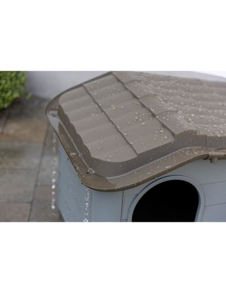 KERBL Maison extérieure pour chats - 60 x 51 x 41 cm - Gris et marron - Plastique
