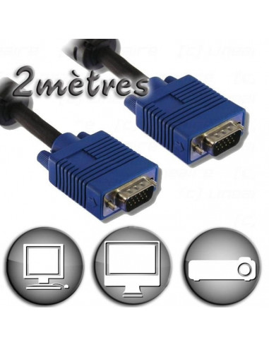 Câble VGA HD15 Mâle / Mâle 2m