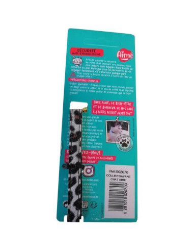 Collier pour chat - AIME - Savane - Fleurs multicolores, grelot vert