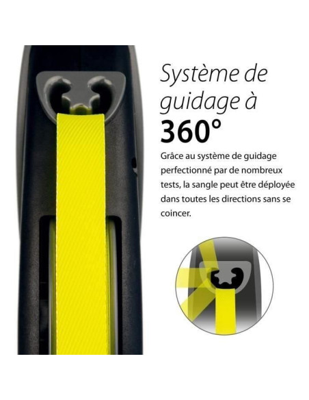 Laisse enrouleur Flexi Neon Giant - FLEXI - GT3-210-S-NEO-12 - Noir et jaune - Pour chiens jusqu'a 50 kg