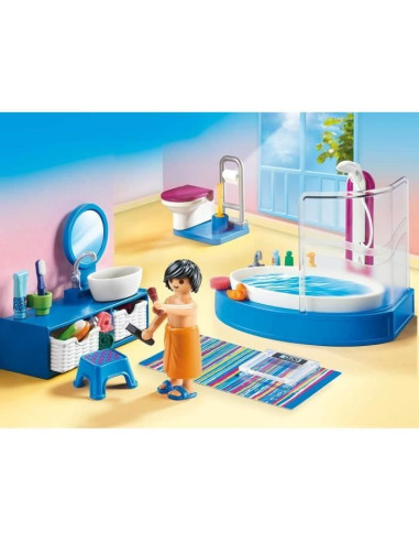 PLAYMOBIL 70211 - Dollhouse La Maison Traditionnelle - Salle de bain avec baignoire  - Nouveauté 2020