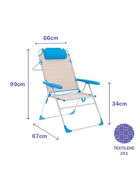 Chaise Pliante Marbueno Bleu Beige 67 x 99 x 66 cm
