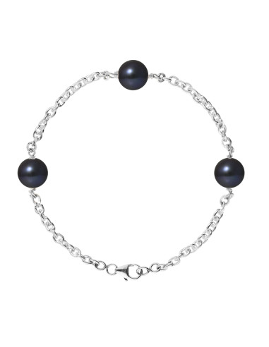 PERLINEA- Bracelet Perles de Culture- Diamètre 9-10 mm Black Tahiti- Bijou Femme