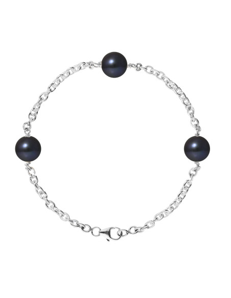 PERLINEA- Bracelet Perles de Culture- Diamètre 9-10 mm Black Tahiti- Bijou Femme