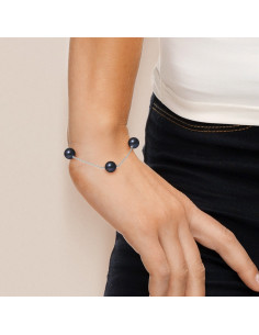 PERLINEA- Bracelet Perles de Culture- Diamètre 9-10 mm Black Tahiti- Bijou Femme 2