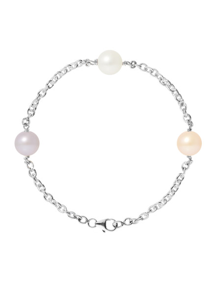 PERLINEA- Bracelet- Perles de Culture d'Eau Douce Multicolor 9-10 mm- Bijou Femme