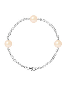 PERLINEA- Bracelet- Perles de Culture d'Eau Douce Rose 9-10 mm- Bijou Femme