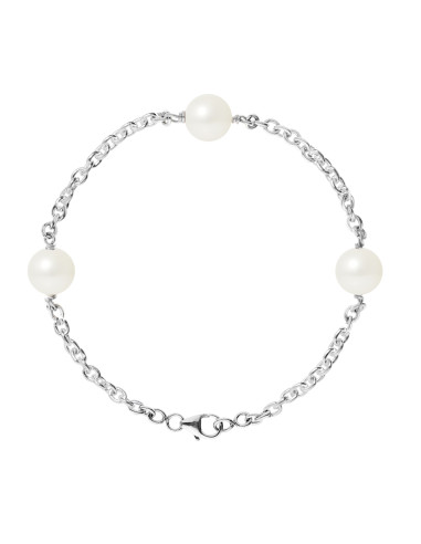 PERLINEA- Bracelet Perles de Culture- Diamètre 9-10 mm Blanc- Bijou Femme