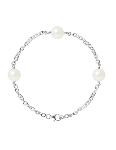 PERLINEA- Bracelet Perles de Culture- Diamètre 9-10 mm Blanc- Bijou Femme