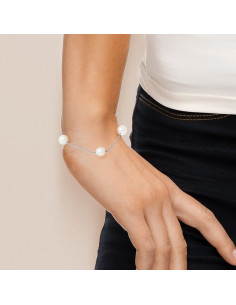 PERLINEA- Bracelet Perles de Culture- Diamètre 9-10 mm Blanc- Bijou Femme 2