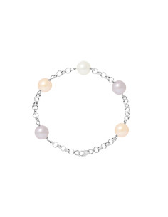PERLINEA- Bracelet Perles de Culture- Diamètre 9-10 mm Multicolor- Bijou Femme
