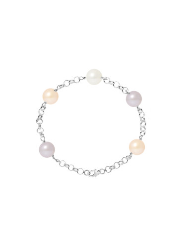 PERLINEA- Bracelet Perles de Culture- Diamètre 9-10 mm Multicolor- Bijou Femme