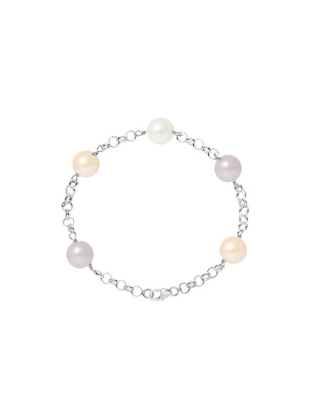 PERLINEA- Bracelet Perles de Culture- Diamètre 9-10 mm Multicolor- Bijou Femme