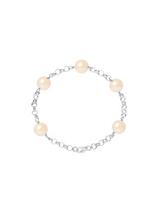 PERLINEA- Bracelet Perles de Culture- Diamètre 9-10 mm Rose- Bijou Femme