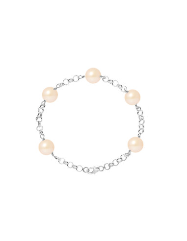 PERLINEA- Bracelet Perles de Culture- Diamètre 9-10 mm Rose- Bijou Femme