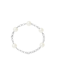 PERLINEA- Bracelet Perles de Culture- Diamètre 9-10 mm Blanc- Bijou Femme