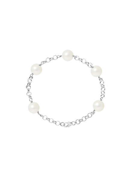 PERLINEA- Bracelet Perles de Culture- Diamètre 9-10 mm Blanc- Bijou Femme