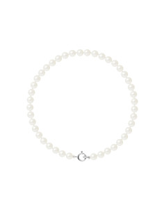 PERLINEA- Bracelet Perles de Culture Ronde 4-5 mm Blanc- Bijou Femme