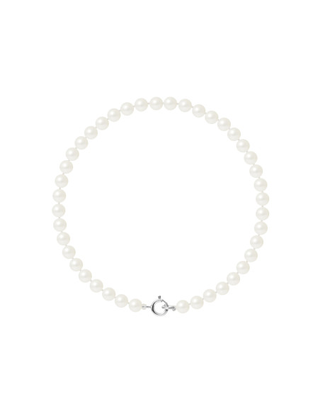 PERLINEA- Bracelet Perles de Culture Ronde 4-5 mm Blanc- Bijou Femme