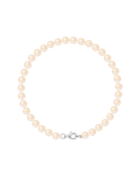 PERLINEA- Bracelet Perles de Culture Ronde 5-6 mm Rose Naturel- Bijou Femme