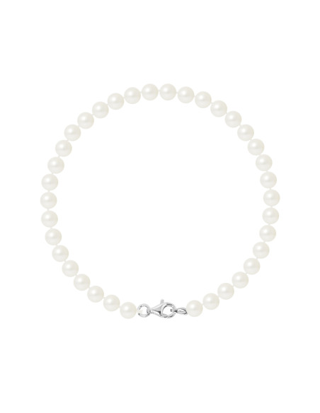 PERLINEA- Bracelet Perles de Culture Ronde 5-6 mm Blanc Naturel- Bijou Femme