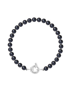 PERLINEA- Bracelet Perles de Culture Ronde 6-7 mm Black Tahiti- Bijou Femme