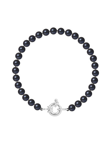PERLINEA- Bracelet Perles de Culture Ronde 6-7 mm Black Tahiti- Bijou Femme
