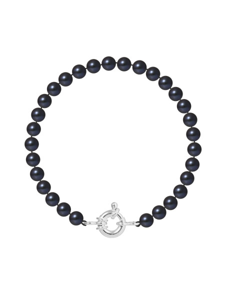 PERLINEA- Bracelet Perles de Culture Ronde 6-7 mm Black Tahiti- Bijou Femme