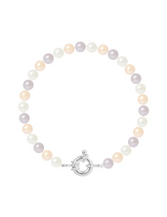 PERLINEA- Bracelet Perles de Culture Ronde 6-7 mm Multicolor- Bijou Femme
