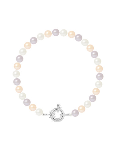 PERLINEA- Bracelet Perles de Culture Ronde 6-7 mm Multicolor- Bijou Femme