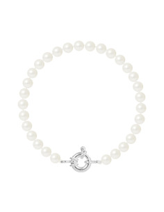 PERLINEA- | Bracelet Perles de Culture Ronde 6-7 mm Blanc Naturel- Bijou Femme