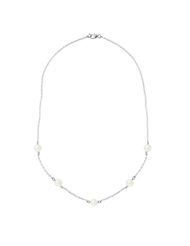 PERLINEA- Collier Perles de Culture Ronde 6-7 mm Blanc Naturel- Bijou Femme